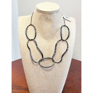 Vintage Alexis Bittar Crystal Encrusted Gunmetal Liquid Necklace - NWT